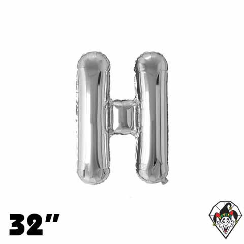 32 Inch Letter H Silver Foil Balloon 1ct