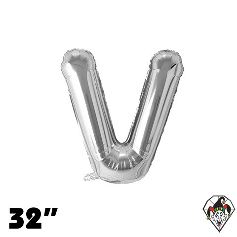 32 Inch Letter V Silver Foil Balloon 1ct