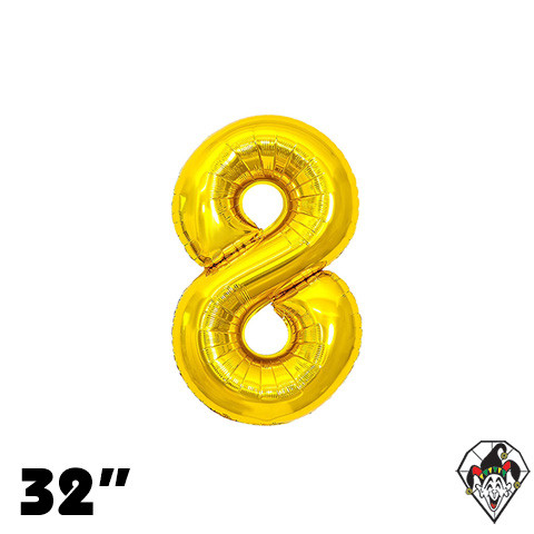 32 Inch Number 8 Gold Foil Balloon 1ct