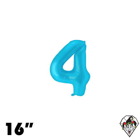 16 Inch Number 4 Blue Foil Balloon 1ct