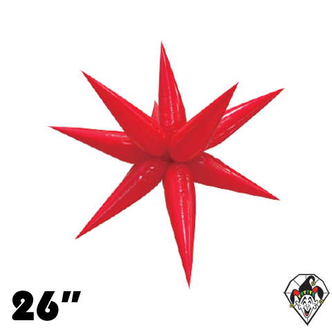 26 Inch Starburst Vivid Red Foil Balloon 1ct  (12 Spikes)