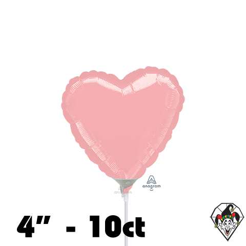 04 Inch Heart Metallic Pearl Pastel Pink Foil Balloon Anagram 10ct