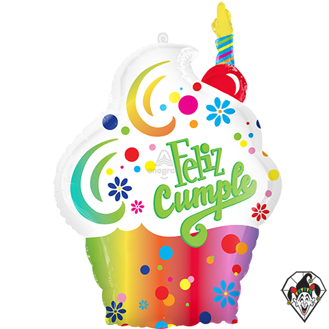 34 Inch Shape Feliz Cumpleanos Puntos Foil Balloon Anagram 1ct