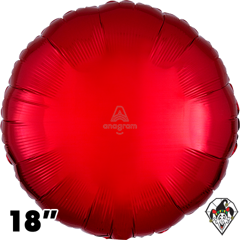 18 Inch Circle Metallic Red Foil Balloon Anagram 1ct