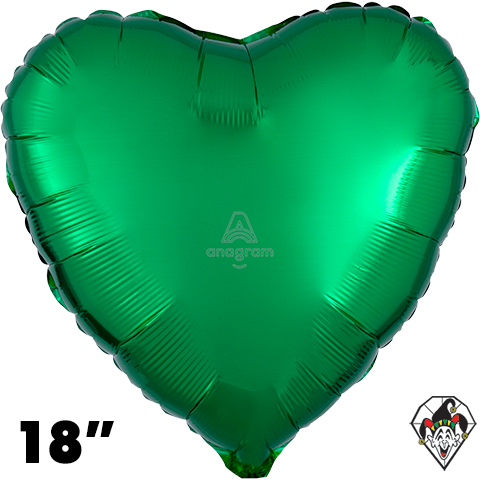 18 Inch Heart Metallic Green Foil Balloon Anagram 1ct