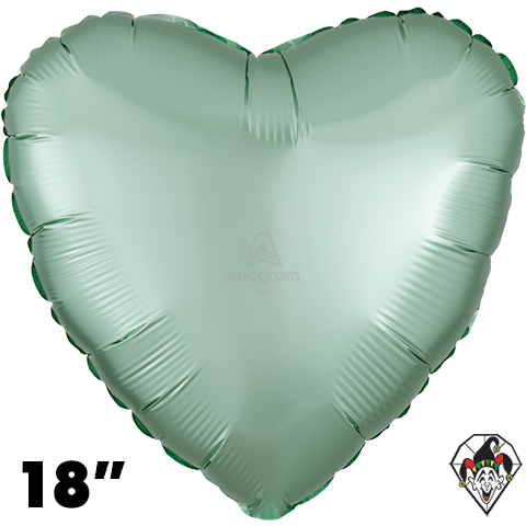 18 Inch Heart Satin Mint Green Foil Balloon Anagram 1ct