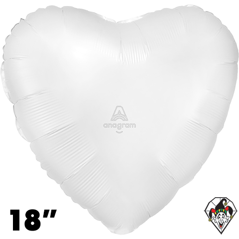 18 Inch Heart Satin White Satin Foil Balloon Anagram 1ct