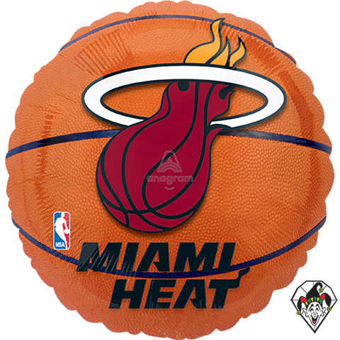 18 Inch Circle Miami Heat Basketball Foil Balloon Anagram 1ct