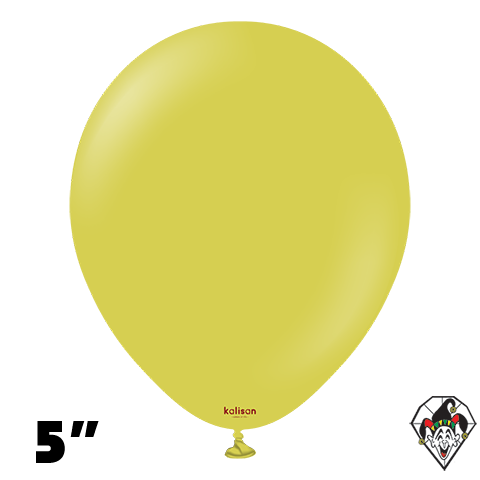 5 Inch Round Retro Olive Balloons Kalisan 100ct