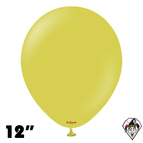 12 Inch Round Retro Olive Balloons Kalisan 100ct