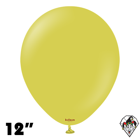 12 Inch Round Retro Olive Balloons Kalisan 100ct