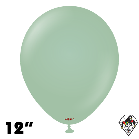 12 Inch Round Retro Winter Green Balloons Kalisan 100ct