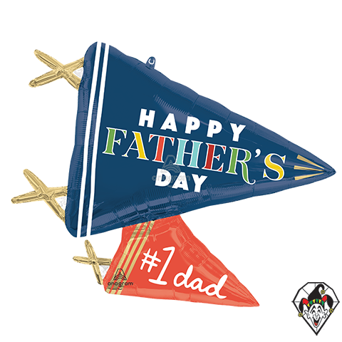 28 Inch Shape Happy Father's Day Varsity Dad Pennants Foil Balloon Anagram 1ct