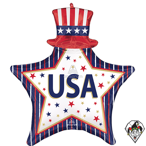 30 Inch Shape Satin USA Stars & Stripes Foil Balloon Anagram 1ct