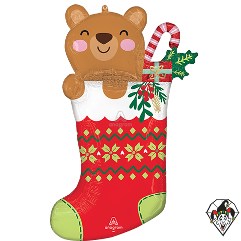 32 Inch Shape Beary Christmas Stocking Foil Balloon Anagram 1ct