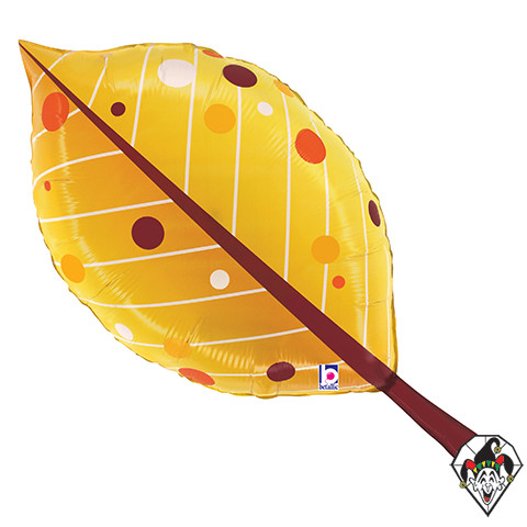26 Inch Shape Fall Yellow Leaf Foil Balloon Betallic 1ct