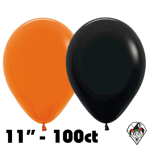 11 Inch Round Assortment Black & Orange Sempertex 100ct