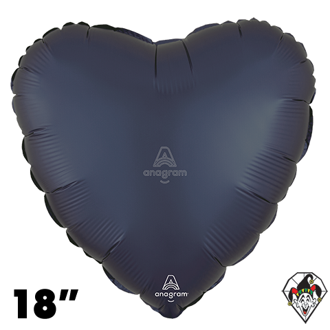 18 Inch Heart Satin True Navy Foil Balloon Anagram 1ct