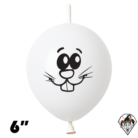 6 Inch Link Bunny WHITE ONLY Balloon Britetex 50ct By Corinne Sparkles Smith
