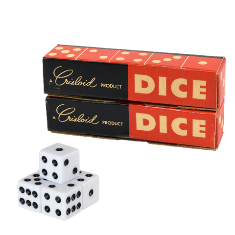 Vintage Crisloid Box of 5 White Dice