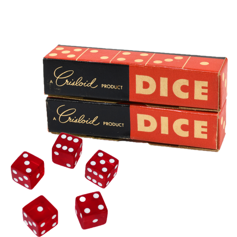 Vintage Crisloid Box of 5 Red Dice