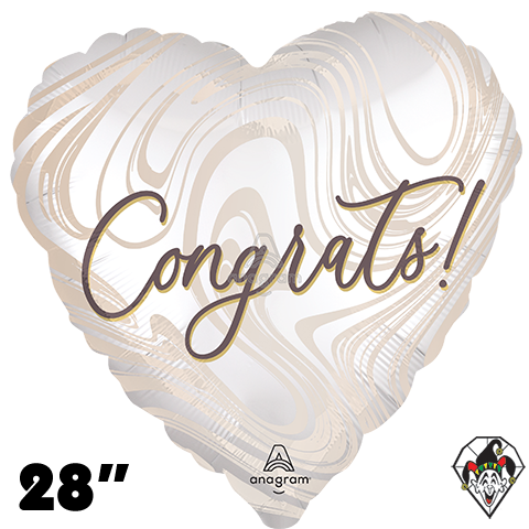 28 Inch Heart Marble Wedding Foil Balloon Anagram 1ct