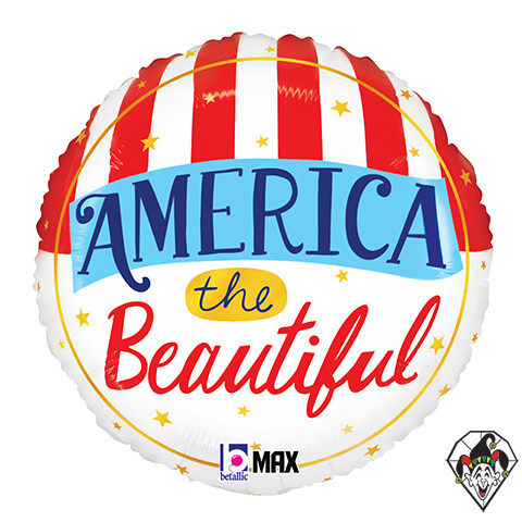 18 Inch Round Max Float America the Beautiful Foil Balloon Betallic 1ct