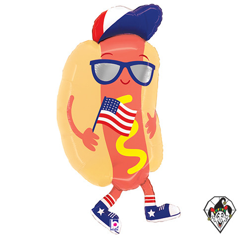 35 Inch Shape Patriotic Hot Dog Foil Balloon Betallic 1ct