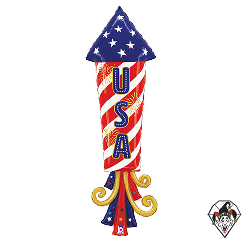 47 Inch Shape USA Firework Foil Balloon Betallic 1ct