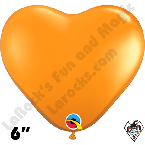 6 Inch Heart Jewel Mandarin Orange Balloon Qualatex 100ct