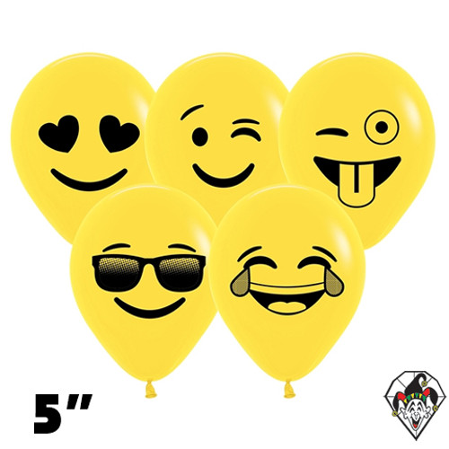 5 Inch Round Emoji Assortment Sempertex 100ct