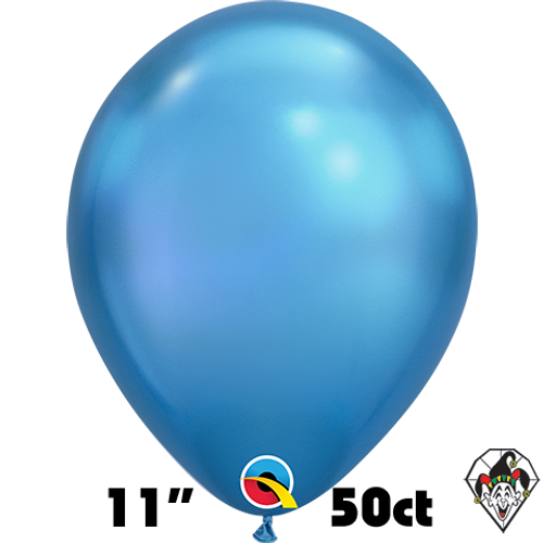 11 Inch Round Chrome Blue Balloon Qualatex 50ct