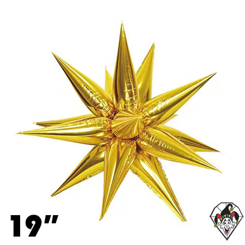 19 Inch Starburst Gold Foil Balloon 1ct  (12 Spikes)