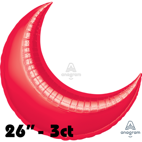 26 Inch Crescent Red Foil Balloon Anagram 3ct