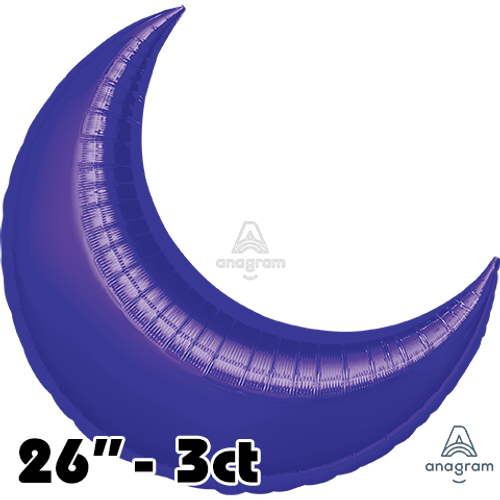 26 Inch Crescent Purple Foil Balloon Anagram 3ct