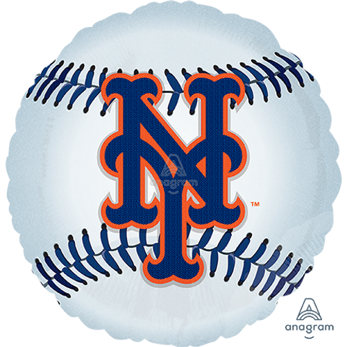 17 Inch Circle New York Mets Baseball Foil Balloon Anagram 1ct