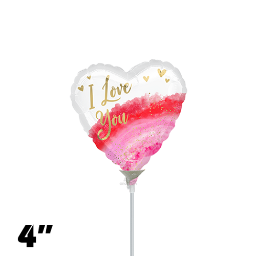 04 Inch Heart Geode Watercolor Love Foil Balloon Anagram 1ct