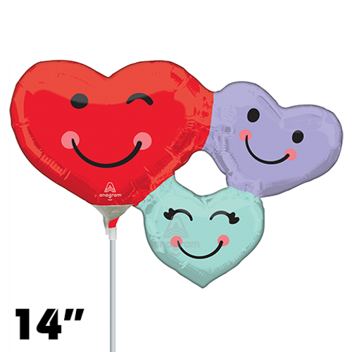 14 Inch Shape Cute Heart Trio Foil Balloon Anagram 1ct