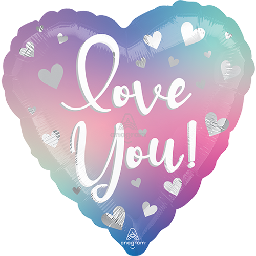 17 Inch Heart Love You Filtered Ombre Foil Balloon Anagram 1ct