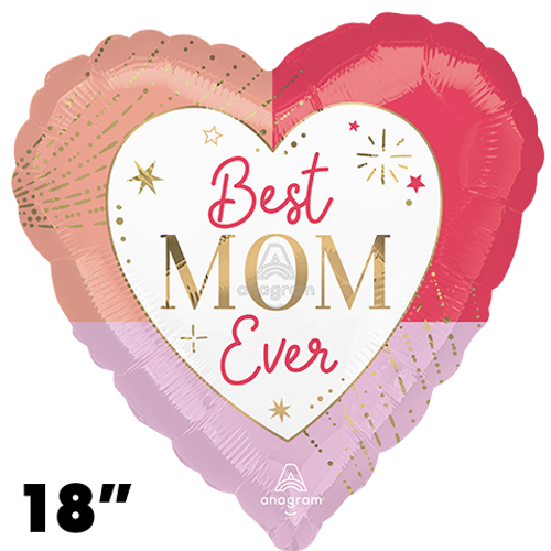 18 Inch Heart Colorful Best Mom Ever Foil Balloon Anagram 1ct