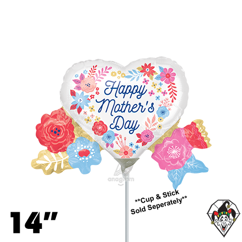 14 Inch Shape Happy Mother's Day Artful Florals Foil Anagram 1ct - Balloon Only