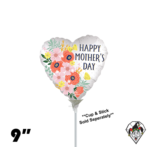 09 Inch Heart Happy Mother's Day Satin Blooms Foil Balloon Anagram 1ct