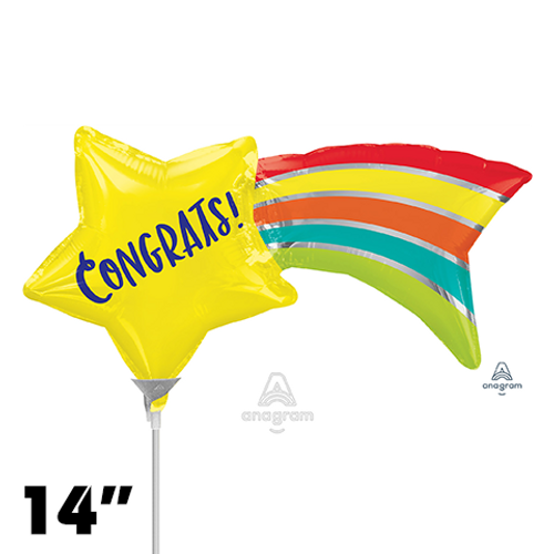 14 Inch Shape Congrats Shooting Star Foil Balloon Anagram 1ct