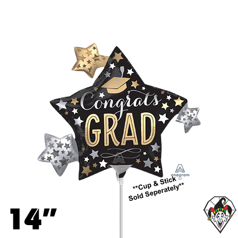 14 Inch Shape Satin Infused Grad Stars Foil Anagram 1ct - Balloon Only