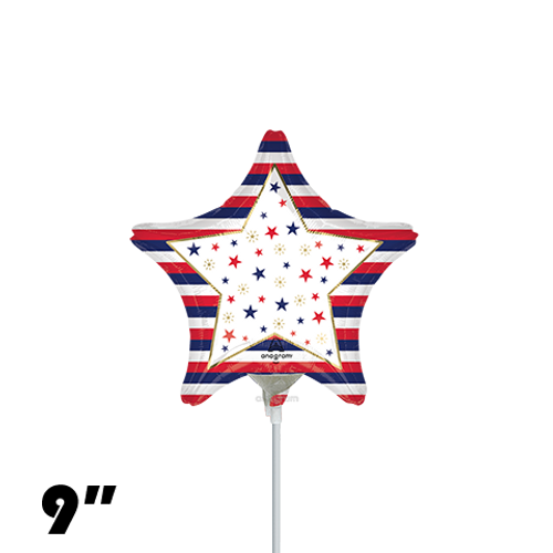 09 Inch Star Patriotic Stars & Stripes Foil Balloon Anagram 1ct