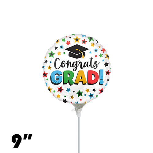 09 Inch Circle Multi-Colored Grad Foil Balloon Anagram 1ct