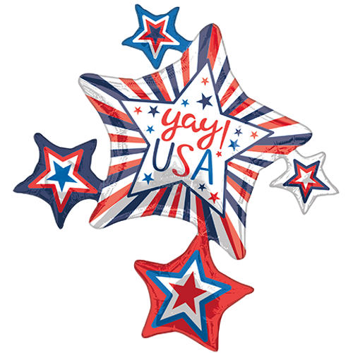 35 Inch Shape Yay! USA Star Cluster Foil Balloon Anagram 1ct