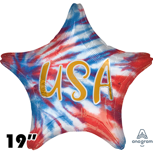 19 Inch Star Tie Dye USA Foil Balloon Anagram 1ct
