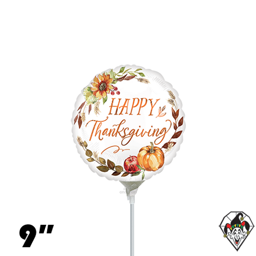 09 Inch Circle Thanksgiving Harvest Foil Balloon Anagram 1ct