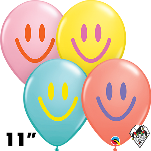 11 Inch Round Assortment Colorful Smile Balloon Qualatex 50ct